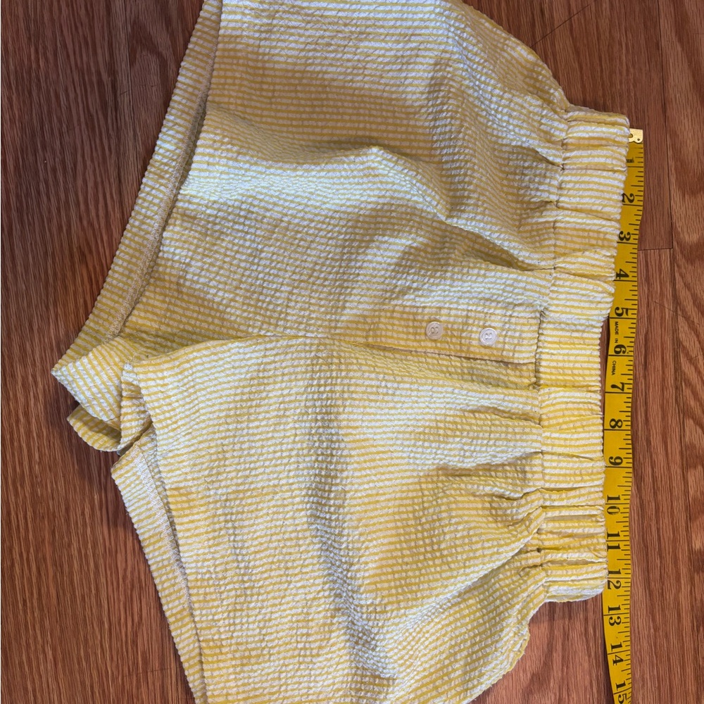 SHEIN Yellow Striped Ruffle Shorts
